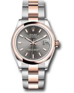*Pre-Owned* Rolex Steel and Everose Gold Datejust 31 Watch - Domed Bezel - Dark Rhodium Index Dial - Oyster Bracelet