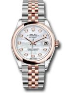  *Pre-Owned* Rolex Steel and Everose Gold Datejust 31 Watch - Domed Bezel - Silver Diamond Dial - Jubilee Bracelet