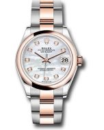  *Pre-Owned* Rolex Steel and Everose Gold Datejust 31 Watch - Domed Bezel - Silver Diamond Dial - Oyster Bracelet