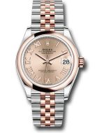  *Pre-Owned* Rolex Steel and Everose Gold Datejust 31 Watch - Domed Bezel - Dark Rhodium Index Dial - Jubilee Bracelet