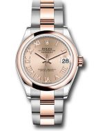  *Pre-Owned* Rolex Steel and Everose Gold Datejust 31 Watch - Domed Bezel - Dark Rhodium Index Dial - Oyster Bracelet