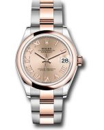  *Pre-Owned* Rolex Everose Rolesor Datejust 31 Watch - Domed Bezel - RosÃ© Roman Dial - Oyster Bracelet