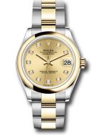  *Pre-Owned* Rolex Steel and Yellow Gold Datejust 31 Watch - Domed Bezel - Champagne Diamond Dial - Oyster Bracelet