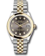  *Pre-Owned* Rolex Steel and Yellow Gold Datejust 31 Watch - Domed Bezel - Dark Grey Diamond Dial - Jubilee Bracelet