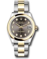 *Pre-Owned* Rolex Steel and Yellow Gold Datejust 31 Watch - Domed Bezel - Dark Grey Diamond Dial - Oyster Bracelet