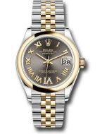 *Pre-Owned* Rolex Steel and Yellow Gold Datejust 31 Watch - Domed Bezel - Dark Grey Diamond Roman Six Dial - Jubilee Bracelet