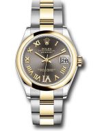  *Pre-Owned* Rolex Steel and Yellow Gold Datejust 31 Watch - Domed Bezel - Dark Grey Diamond Roman Six Dial - Oyster Bracelet