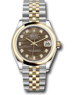 *Pre-Owned* Rolex Steel and Yellow Gold Datejust 31 Watch - Domed Bezel - Dark Mother-of-Pearl Diamond Dial - Jubilee Bracelet