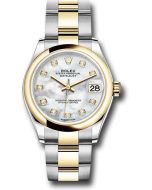  *Pre-Owned* Rolex Steel and Yellow Gold Datejust 31 Watch - Domed Bezel - Mother-of-Pearl Diamond Dial - Oyster Bracelet