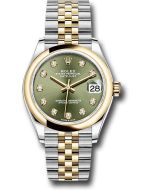  *Pre-Owned* Rolex Steel and Yellow Gold Datejust 31 Watch - Domed Bezel - Olive Green Diamond Dial - Jubilee Bracelet