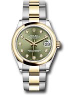  *Pre-Owned* Rolex Steel and Yellow Gold Datejust 31 Watch - Domed Bezel - Olive Green Diamond Dial - Oyster Bracelet