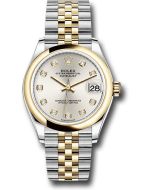  *Pre-Owned* Rolex Steel and Yellow Gold Datejust 31 Watch - Domed Bezel - Silver Diamond Dial - Jubilee Bracelet