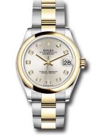  *Pre-Owned* Rolex Steel and Yellow Gold Datejust 31 Watch - Domed Bezel - Silver Diamond Dial - Oyster Bracelet