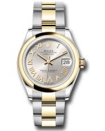  *Pre-Owned* Rolex Steel and Yellow Gold Datejust 31 Watch - Domed Bezel - Silver Diamond Roman Six Dial - Oyster Bracelet