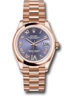  *Pre-Owned* Rolex Everose Gold Datejust 31 Watch - Domed Bezel - Aubergine Diamond Six Dial - President Bracelet