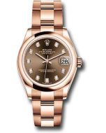  *Pre-Owned* Rolex Everose Gold Datejust 31 Watch - Domed Bezel - Chocolate Diamond Dial - Oyster Bracelet