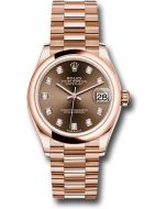  *Pre-Owned* Rolex Everose Gold Datejust 31 Watch - Domed Bezel - Chocolate Diamond Dial - President Bracelet