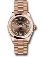  *Pre-Owned* Rolex Everose Gold Datejust 31 Watch - Domed Bezel - Chocolate Diamond Six Dial - President Bracelet