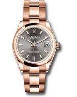  *Pre-Owned* Rolex Everose Gold Datejust 31 Watch - Domed Bezel - Rhodium Index Dial - Oyster Bracelet