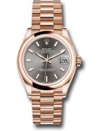  *Pre-Owned* Rolex Everose Gold Datejust 31 Watch - Domed Bezel - Rhodium Index Dial - President Bracelet