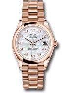  *Pre-Owned* Rolex Everose Gold Datejust 31 Watch - Domed Bezel - Silver Diamond Dial - President Bracelet