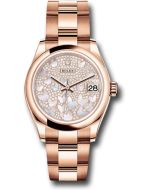  *Pre-Owned* Rolex Everose Gold Datejust 31 Watch - Domed Bezel - Diamond Paved Butterfly Dial - Oyster Bracelet