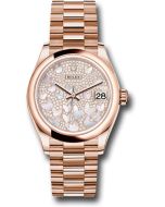  *Pre-Owned* Rolex Everose Gold Datejust 31 Watch - Domed Bezel - Diamond Paved Butterfly Dial - President Bracelet