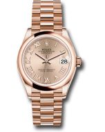  *Pre-Owned* Rolex Everose Gold Datejust 31 Watch - Domed Bezel - RosÃ© Roman Dial - President Bracelet