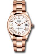   *Pre-Owned* Rolex Everose Gold Datejust 31 Watch - Domed Bezel - White Roman Dial - Oyster Bracelet