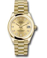  *Pre-Owned* Rolex Yellow Gold Datejust 31 Watch - Domed Bezel - Champagne Diamond Dial - President Bracelet