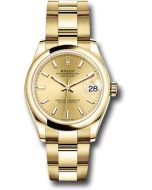  *Pre-Owned* Rolex Yellow Gold Datejust 31 Watch - Domed Bezel - Champagne Index Dial - Oyster Bracelet