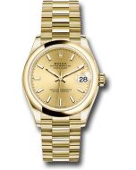 *Pre-Owned* Rolex Yellow Gold Datejust 31 Watch - Domed Bezel - Champagne Index Dial - President Bracelet