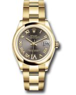 *Pre-Owned* Rolex Yellow Gold Datejust 31 Watch - Domed Bezel - Dark Grey Diamond Six Dial - Oyster Bracelet