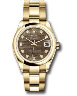 *Pre-Owned* Rolex Yellow Gold Datejust 31 Watch - Domed Bezel - Dark Mother-of-Pearl Diamond Dial - Oyster Bracelet