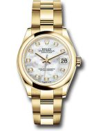  *Pre-Owned* Rolex Yellow Gold Datejust 31 Watch - Domed Bezel - Mother-of-Pearl Diamond Dial - Oyster Bracelet