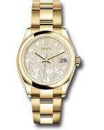  *Pre-Owned* Rolex Yellow Gold Datejust 31 Watch - Domed Bezel - Paved Mother-of-Pearl Butterfly Dial - Oyster Bracelet