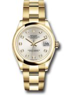  *Pre-Owned* Rolex Yellow Gold Datejust 31 Watch - Domed Bezel - Silver Diamond Dial - Oyster Bracelet