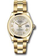  *Pre-Owned* Rolex Yellow Gold Datejust 31 Watch - Domed Bezel - Silver Diamond Six Dial - Oyster Bracelet