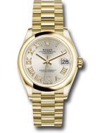  *Pre-Owned* Rolex Yellow Gold Datejust 31 Watch - Domed Bezel - Silver Diamond Six Dial - President Bracelet