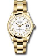  *Pre-Owned* Rolex Yellow Gold Datejust 31 Watch - Domed Bezel - White Roman Dial - Oyster Bracelet