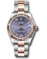 *Pre-Owned* Rolex Steel and Everose Gold Datejust 31 Watch - Fluted Bezel - Chocolate Diamond Roman VI Dial - Oyster Bracelet