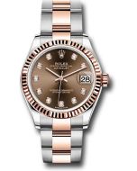  *Pre-Owned* Rolex Steel and Everose Gold Datejust 31 Watch - Fluted Bezel - White Roman Dial - Oyster Bracelet