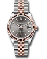  *Pre-Owned* Rolex Steel and Everose Gold Datejust 31 Watch - Fluted Bezel - Dark Rhodium Index Dial - Jubilee Bracelet