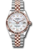 *Pre-Owned* Rolex Steel and Everose Gold Datejust 31 Watch - Fluted Bezel - Silver Diamond Dial - Jubilee Bracelet
