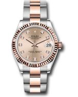  *Pre-Owned* Rolex Steel and Everose Gold Datejust 31 Watch - Fluted Bezel - Chocolate Diamond Dial - Oyster Bracelet
