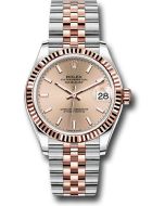 *Pre-Owned* Rolex Steel and Everose Gold Datejust 31 Watch - Fluted Bezel - Rosé Roman Dial - Jubilee Bracelet