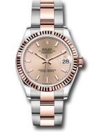  *Pre-Owned* Rolex Steel and Everose Gold Datejust 31 Watch - Fluted Bezel - RosÃ© Index Dial - Oyster Bracelet