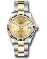 *Pre-Owned* Rolex Steel and Yellow Gold Datejust 31 Watch - Fluted Bezel - Champagne Index Dial - Oyster Bracelet