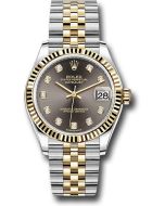  *Pre-Owned* Rolex Steel and Yellow Gold Datejust 31 Watch - Fluted Bezel - Dark Grey Diamond Dial - Jubilee Bracelet