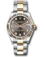  *Pre-Owned* Rolex Steel and Yellow Gold Datejust 31 Watch - Fluted Bezel - Dark Grey Diamond Dial - Oyster Bracelet